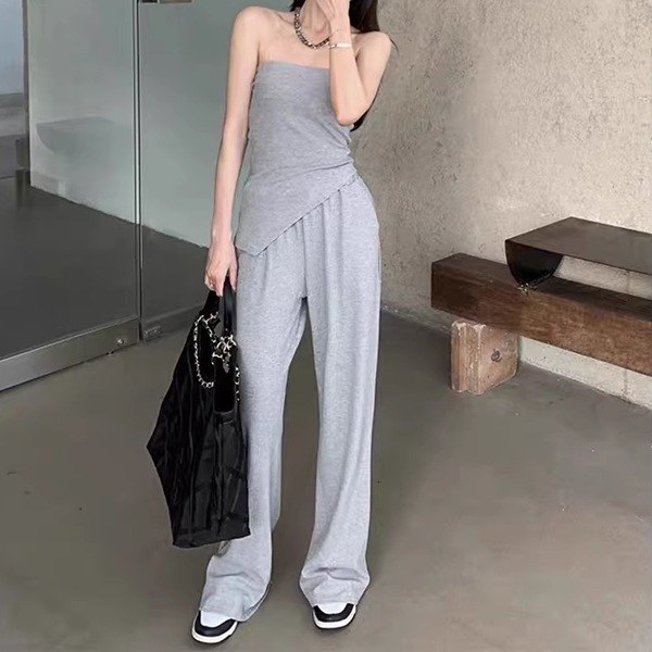 ツーピース シンプル トップス パンツ きれいめカジュアル 全3色 ココチよ／タックワイドパンツ／ウォッシャブル／ストレッチ