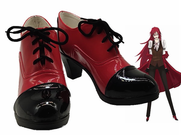 コスプレ衣装 黒執事 グレル サトクリフ ウィッグ靴付き 赤ver メガネ