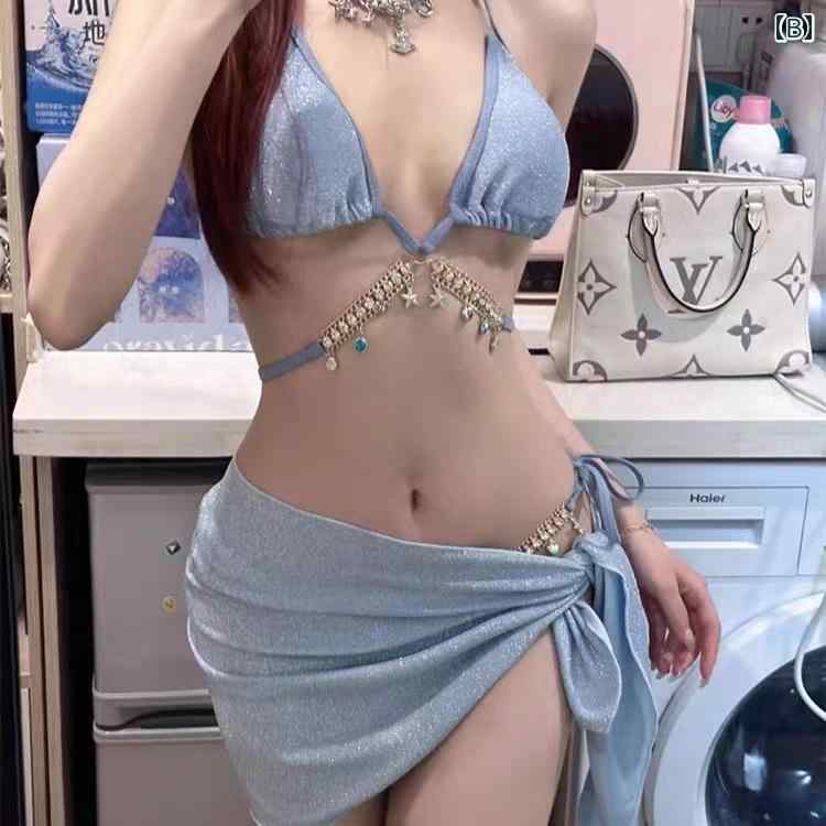 カジュアル 水着 ビキニ スイムウェア レディース 夏 海 プール リゾート レジャー 紐パン セクシー チェーン付き