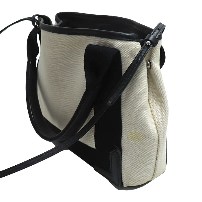 BALENCIAGA バレンシアガ ネイビー カバスXS 2Wayショルダーバッグ ナチュラル/ブラック 390346 レディース 中古