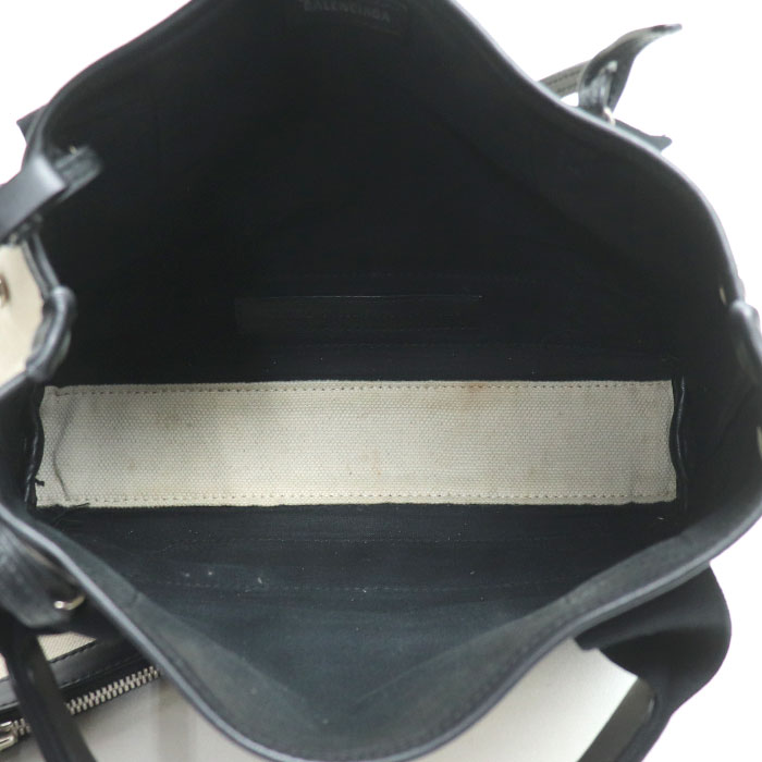 BALENCIAGA バレンシアガ ネイビー カバスXS 2Wayショルダーバッグ ナチュラル/ブラック 390346 レディース 中古