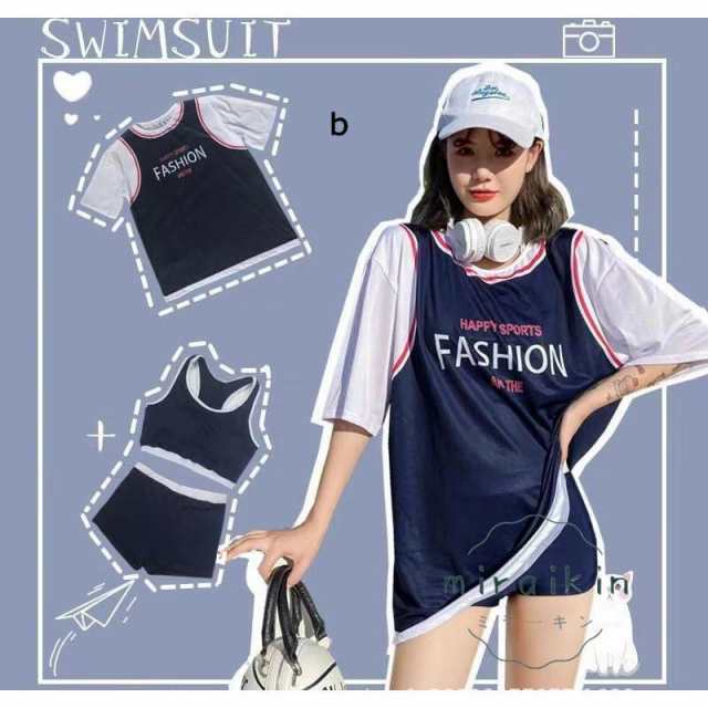 水着レディース 体型カバー 3点セット セパレート タンキニ ママ水着 女子 大きいサイズ 20代 30代 40代 長袖 ハイネック ショートパンツ