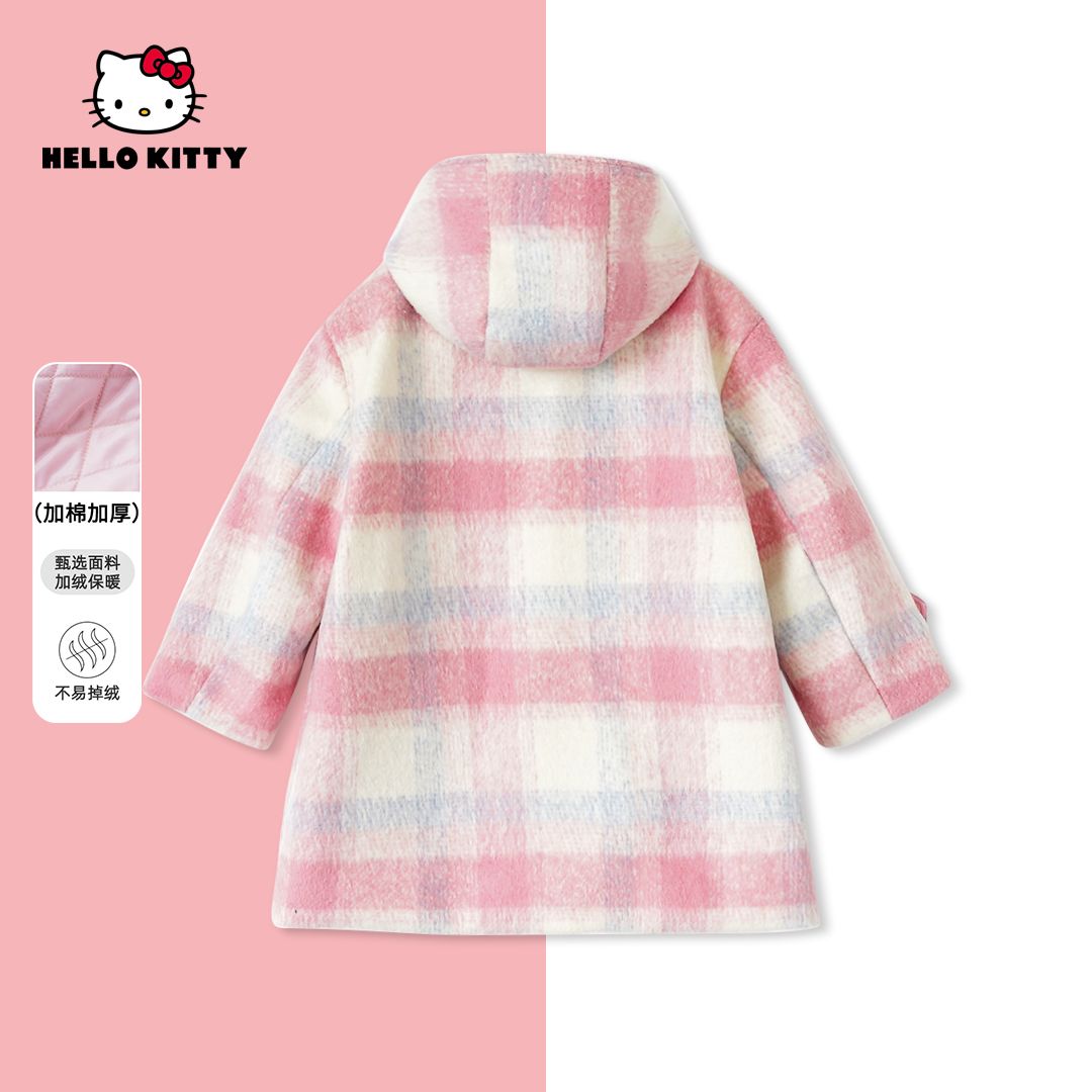 ハローキティ冬の新型女性子供服カジュアルチェックのコートは綿を挟んで中の子供服を厚くして保温する ハローキティ冬の新型女性子供服カジュアルチェックのコートは綿を挟んで中の子供服を厚くして保温する