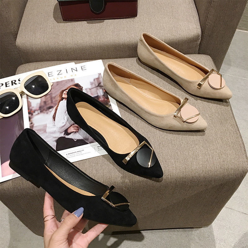 lucky box 新作楽ちんフラットパンプスレトロ ミドルヒール パンプス おしゃれ 百掛けスロープヒール太ヒール