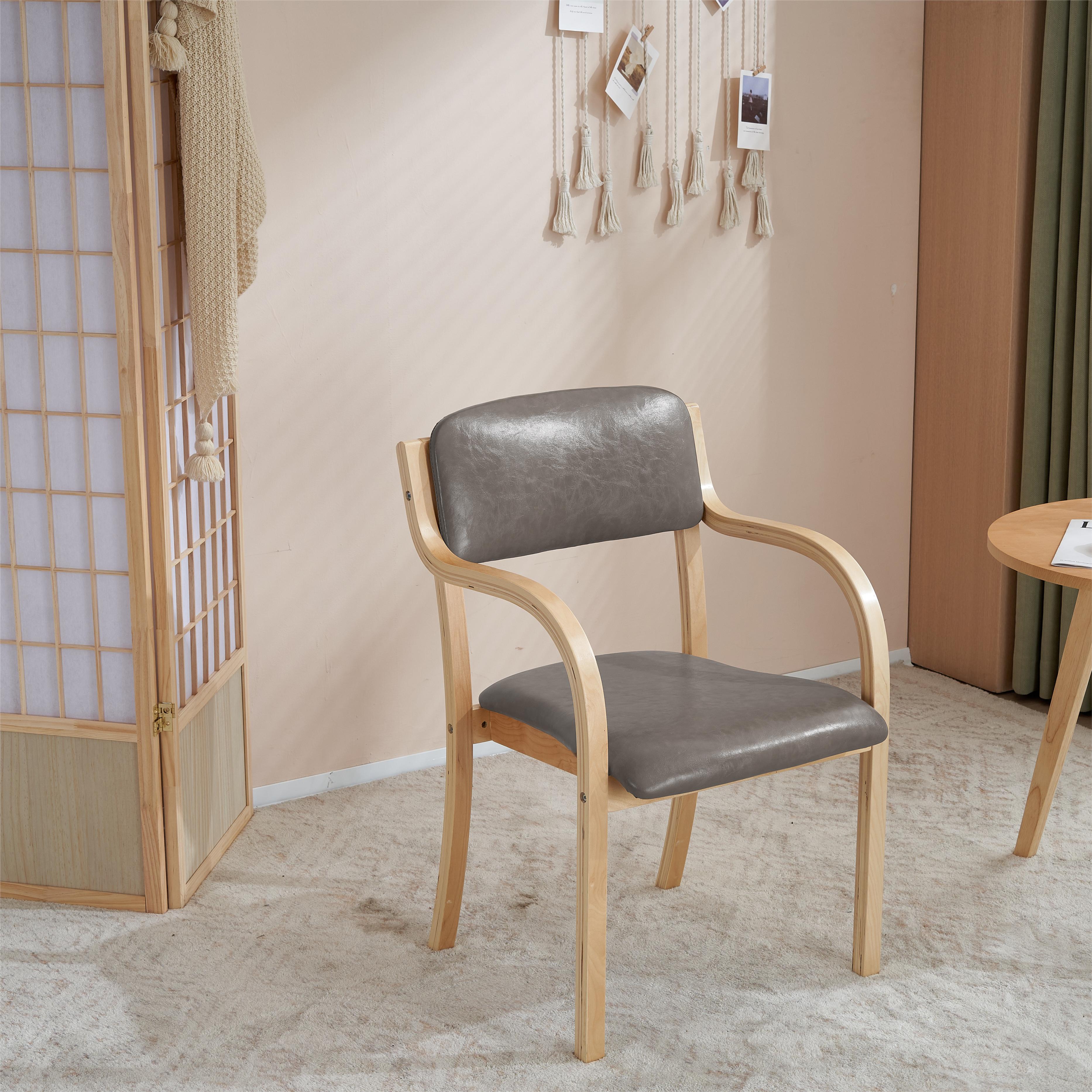 【目玉新作】 PU グレー ダイ ニングチェア 木製 介護チェア イス チェア 国内発送M】499【目玉新作】 【2脚】PU グレー ダイ ニングチェア