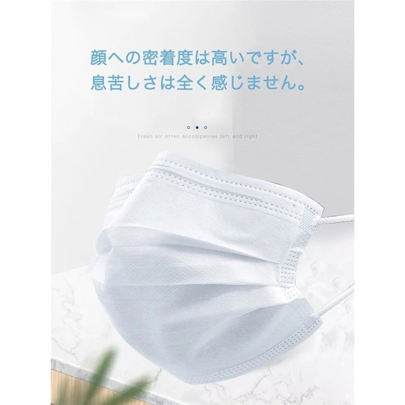 マスク白60枚セット男女兼用不織布三層構造ホワイト高密度風邪予防大人用普通サイズ通気性対策PM2.5