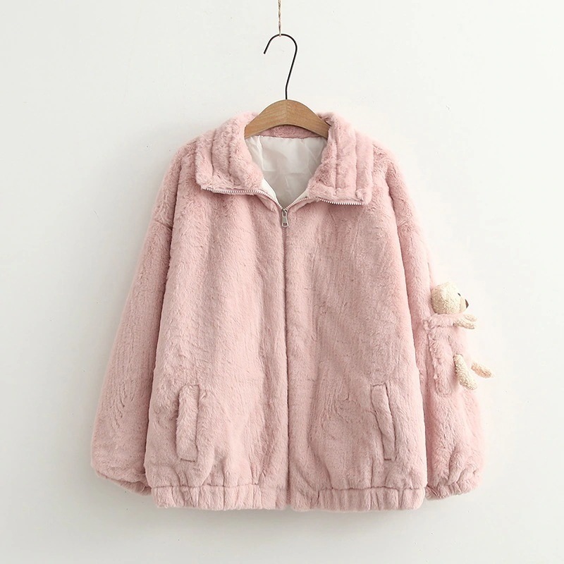 4色コート カワイイ熊 ボアコート アウター レディース ムートンコート 上着 秋冬 冬服 ジャケット ショート丈 モッズコート アウター ファー 厚手