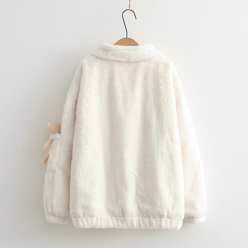 4色コート カワイイ熊 ボアコート アウター レディース ムートンコート 上着 秋冬 冬服 ジャケット ショート丈 モッズコート アウター ファー 厚手