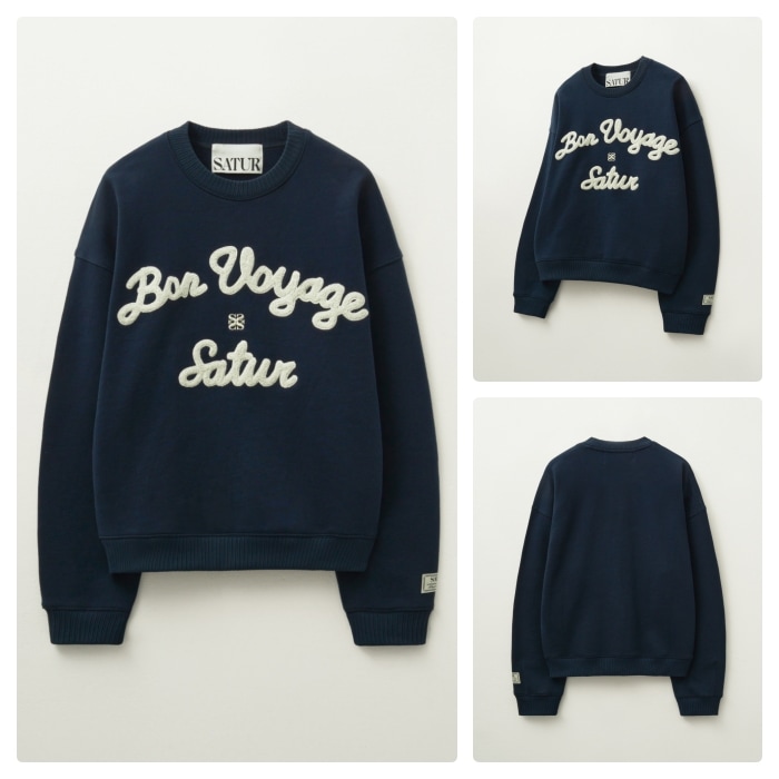 SATUR】 BON VOYAGE BOUCLE SWEATSHIRT : NAVY