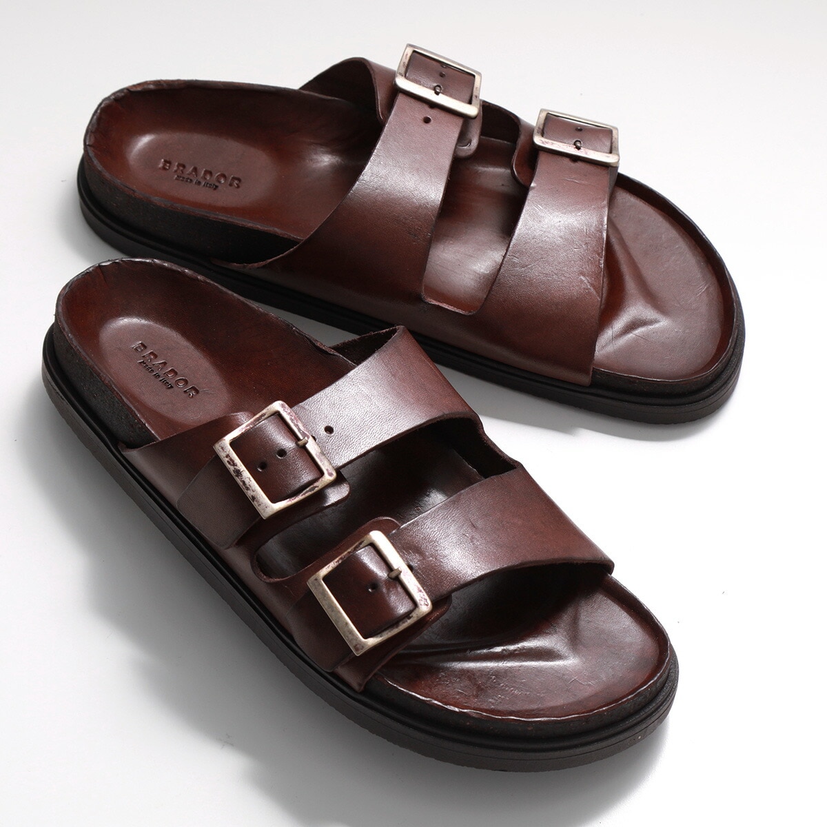 BURBERRY◆VALENTINE◆レザーフラットサンダル 10mm BURBERRY(バーバリー) レザーサンダル ブラック サイズ 36