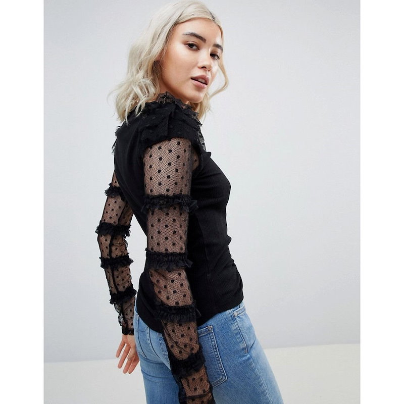 フリーピープル レディース トップス ブラウス・シャツ【Free People Kiss Kiss Sheer Sleeve Blouse】Black フリーピープル レディース トップス ブラウス・シャツ【Free People Kiss Kiss Sheer Sleeve Blouse】Black