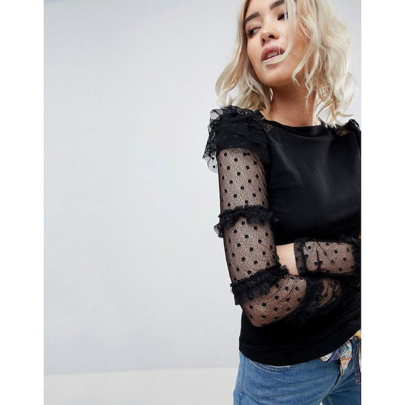 フリーピープル レディース トップス ブラウス・シャツ【Free People Kiss Kiss Sheer Sleeve Blouse】Black フリーピープル レディース トップス ブラウス・シャツ【Free People Kiss Kiss Sheer Sleeve Blouse】Black