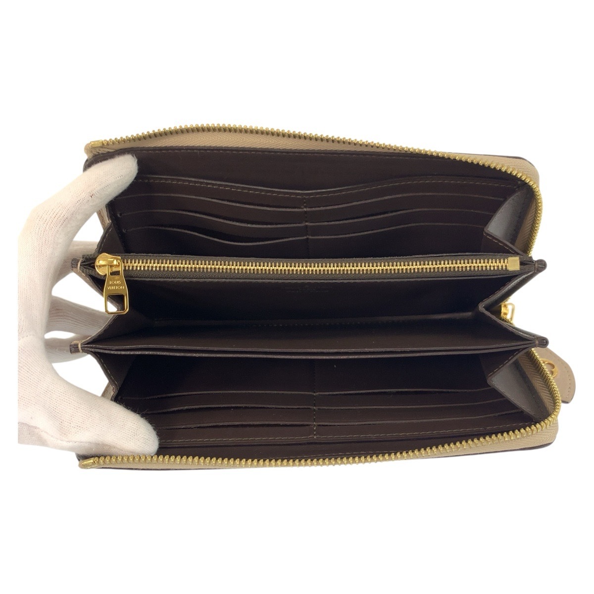 美品 ポルトフォイユ コメット グレージュ ゴールド金具 レザー M63104 長財布 ロングウォレット レディース 504134