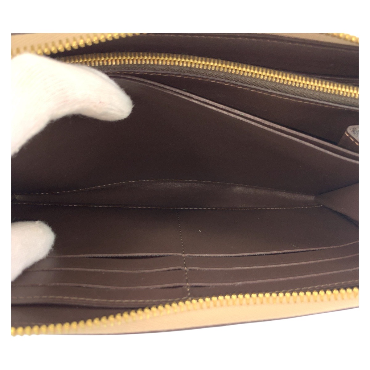 美品 ポルトフォイユ コメット グレージュ ゴールド金具 レザー M63104 長財布 ロングウォレット レディース 504134