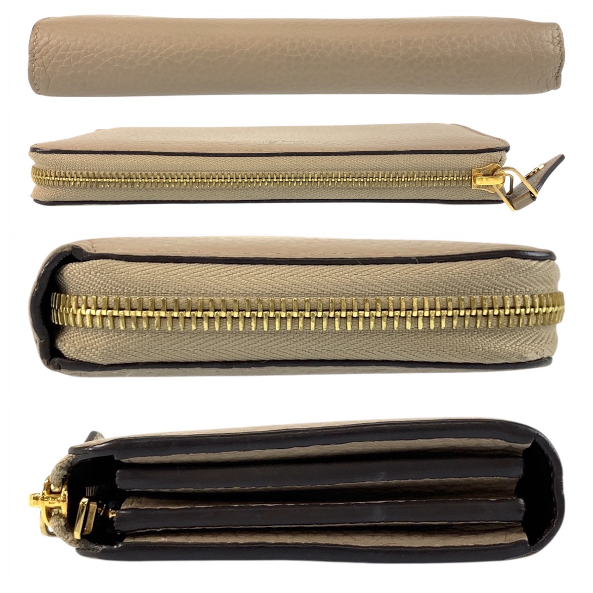 美品 ポルトフォイユ コメット グレージュ ゴールド金具 レザー M63104 長財布 ロングウォレット レディース 504134