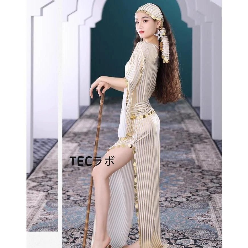 (仕上げが細かい)ベリーダンス衣装 4点セット 大人 オリエンタル エジプト サイディ バラディ パフォーマンス 民俗 ダンス衣装 ロング スリット ワンピース ベルト 髪飾り インナ (仕上げが細かい)ベリーダンス衣装 4点セット 大人 オリエンタル エジプト サイディ バラディ パフォーマンス 民俗 ダンス衣装 ロング スリット ワンピース ベルト 髪飾り インナ