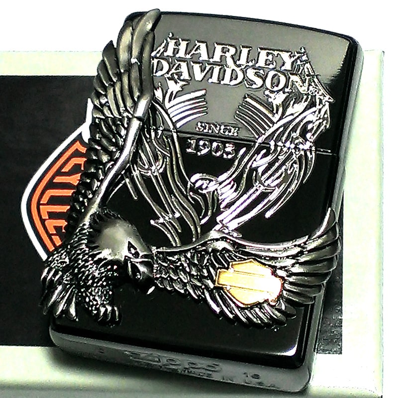 ZIPPO ライター ハーレーダビッドソン ジッポ イオンブラック 銀イブシメタル 黒 イーグル 日本国内限定モデル かっこいい おしゃれ ジッポー ギフト