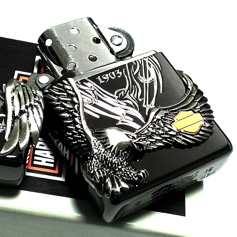 ZIPPO ライター ハーレーダビッドソン ジッポ イオンブラック 銀イブシメタル 黒 イーグル 日本国内限定モデル かっこいい おしゃれ ジッポー ギフト