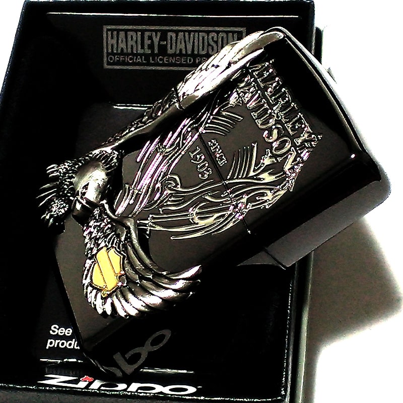ZIPPO ライター ハーレーダビッドソン ジッポ イオンブラック 銀イブシメタル 黒 イーグル 日本国内限定モデル かっこいい おしゃれ ジッポー ギフト