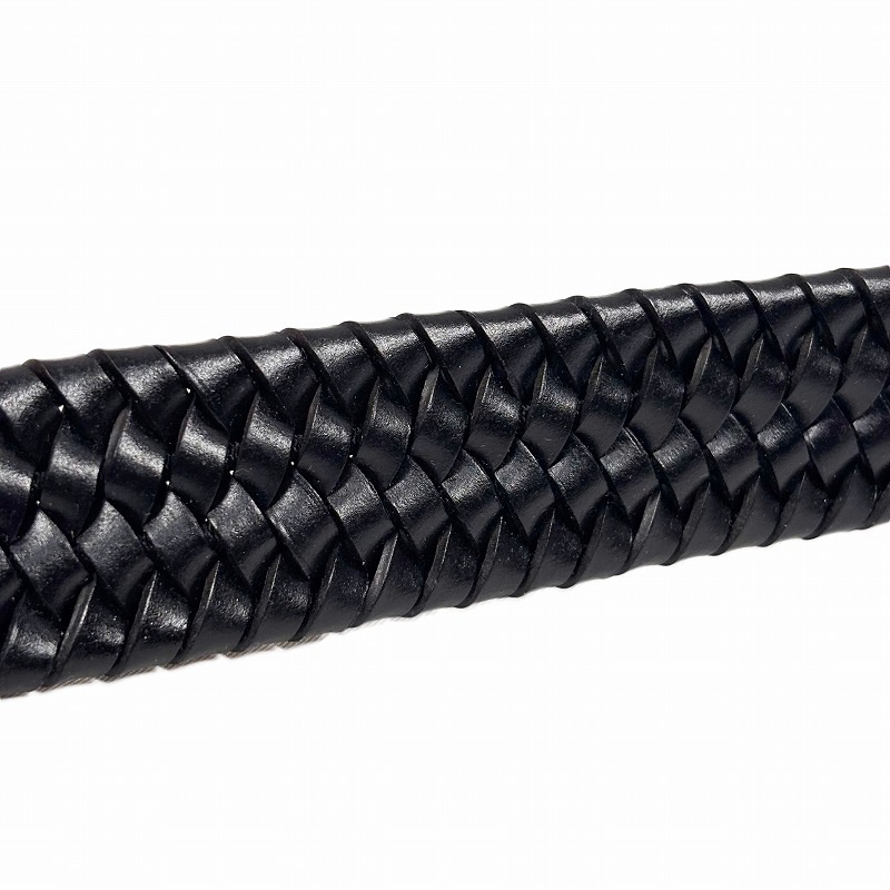 メンズ イタリアンレザー使用 編み込みストレッチベルト ブラック メンズ イタリアンレザー使用 編み込みストレッチベルト ブラック