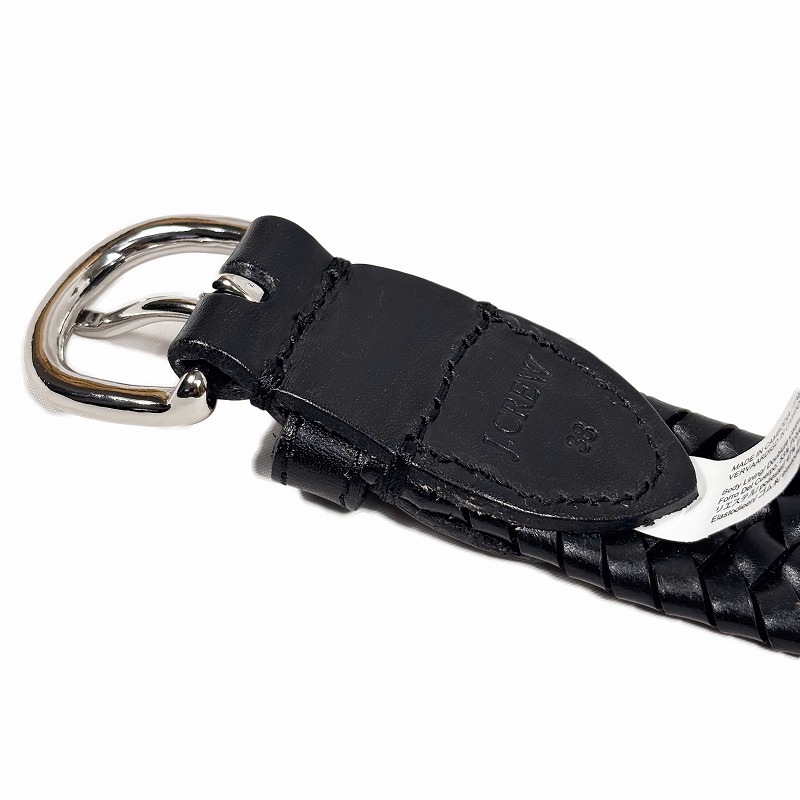 メンズ イタリアンレザー使用 編み込みストレッチベルト ブラック メンズ イタリアンレザー使用 編み込みストレッチベルト ブラック