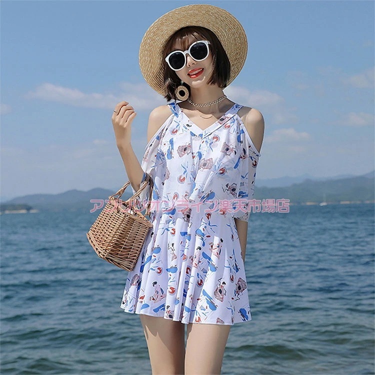 レディース 水着 中学生 高校生 小学生 韓国 体型カバー 露出控え キャミソール ワンピース 花柄 可愛い 水着 ビキニ タンキニ お洒落 セパレート パッド付き プール 海 旅行 大きいサイズ フ