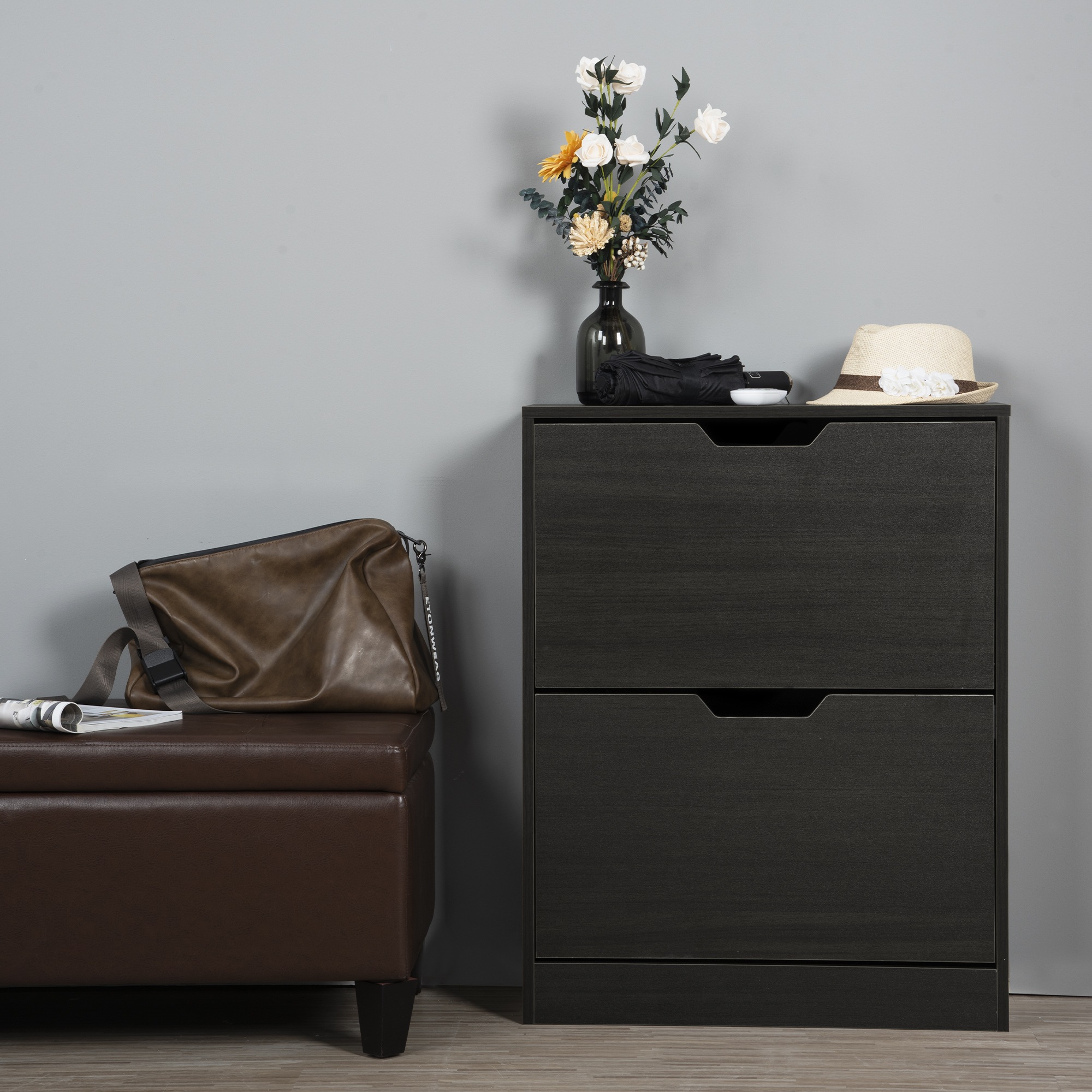 【国内発送,送.料無料】A141【新品】下駄箱 2段 2層 シューズラック 玄関収納 ひとり暮らし スリムタイプ 靴収納 ラック 靴収納棚 安定 ブラック