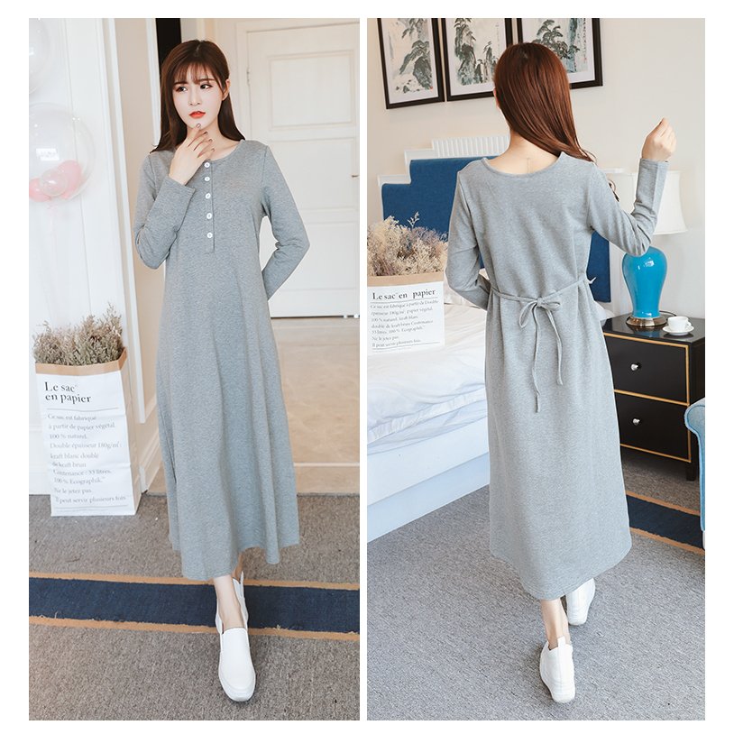 【まとめ買い価格 10セット1配送】マタニティ服ワンピース通気性良いパジャマ無地2WAYパジャママタニティパジャマ長袖授乳服妊婦服マ