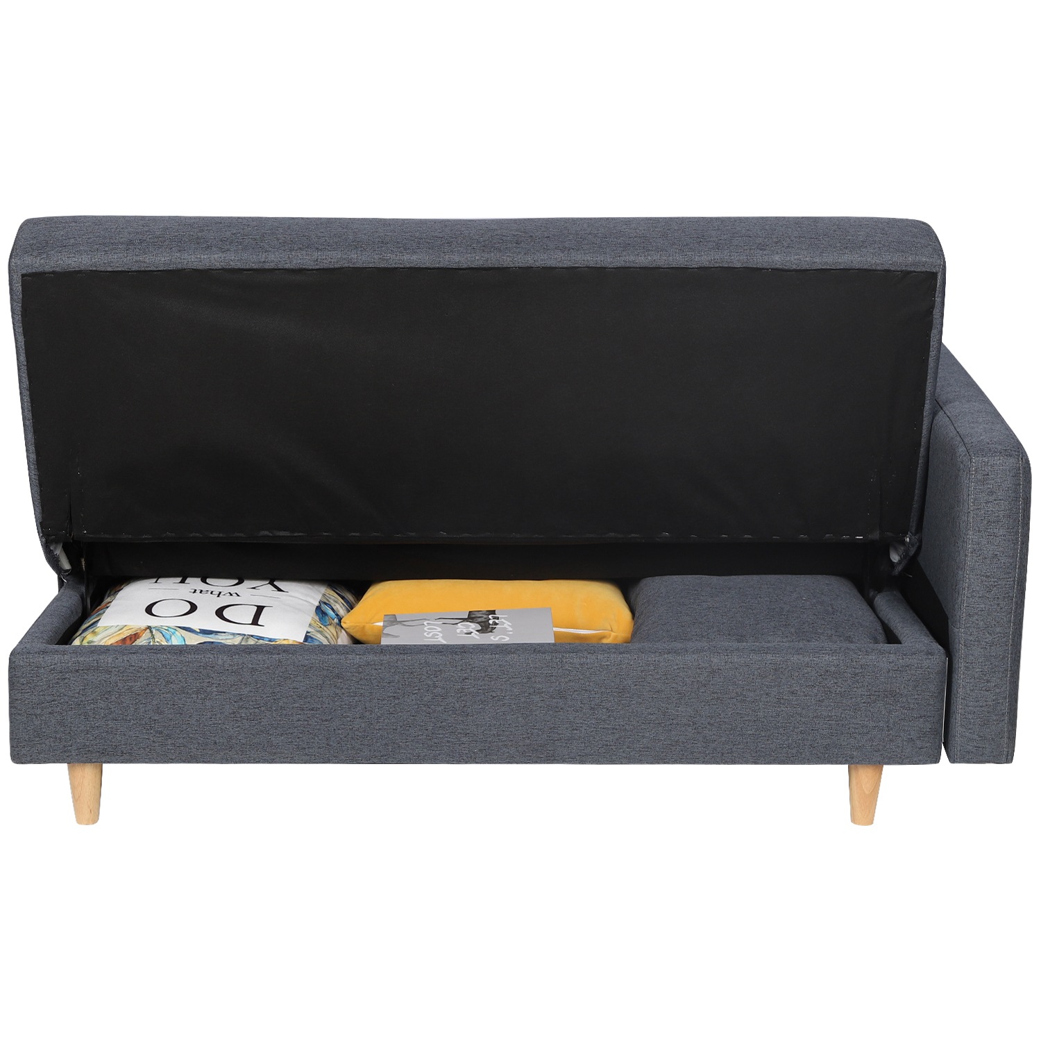 ソファ　ソファーベッド　カウチソファ　3人掛け　オットマン付き　多機能ソファ　左右側とも取り付けるアームレスト　たくさん収納　レイアウト自由　クッション2個