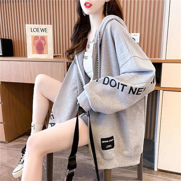 パーカー レディース 秋 秋冬 長袖 フード付きパーカー ワッフル ワンポイント サイドライン 無地 シンプル ジッパー ゆったり 大人カジュアル トップス 大きめ