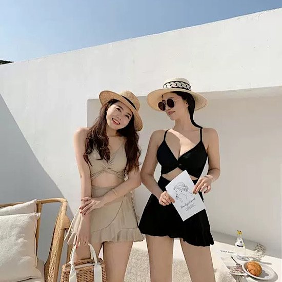 【取寄：納期2週間】水着 ツイストクロス タンキニ ラップフリル ワンピース水着 レディース 夏 海 ビーチ