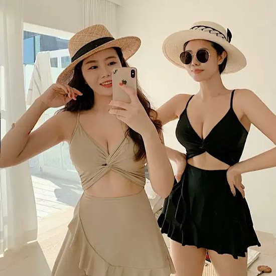 【取寄：納期2週間】水着 ツイストクロス タンキニ ラップフリル ワンピース水着 レディース 夏 海 ビーチ