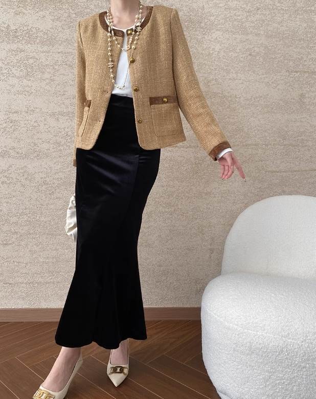 【送料無料】L M S 無地 光沢 黒 ブラック 落ち感 ハイウエスト フィッシュテール タイト ロング丈 ミモレ丈 ひざ下 秋 レディース ボトムス