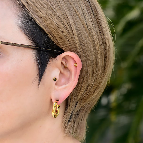 Qoo10] リングピアス 4G ゴールド スパイラル