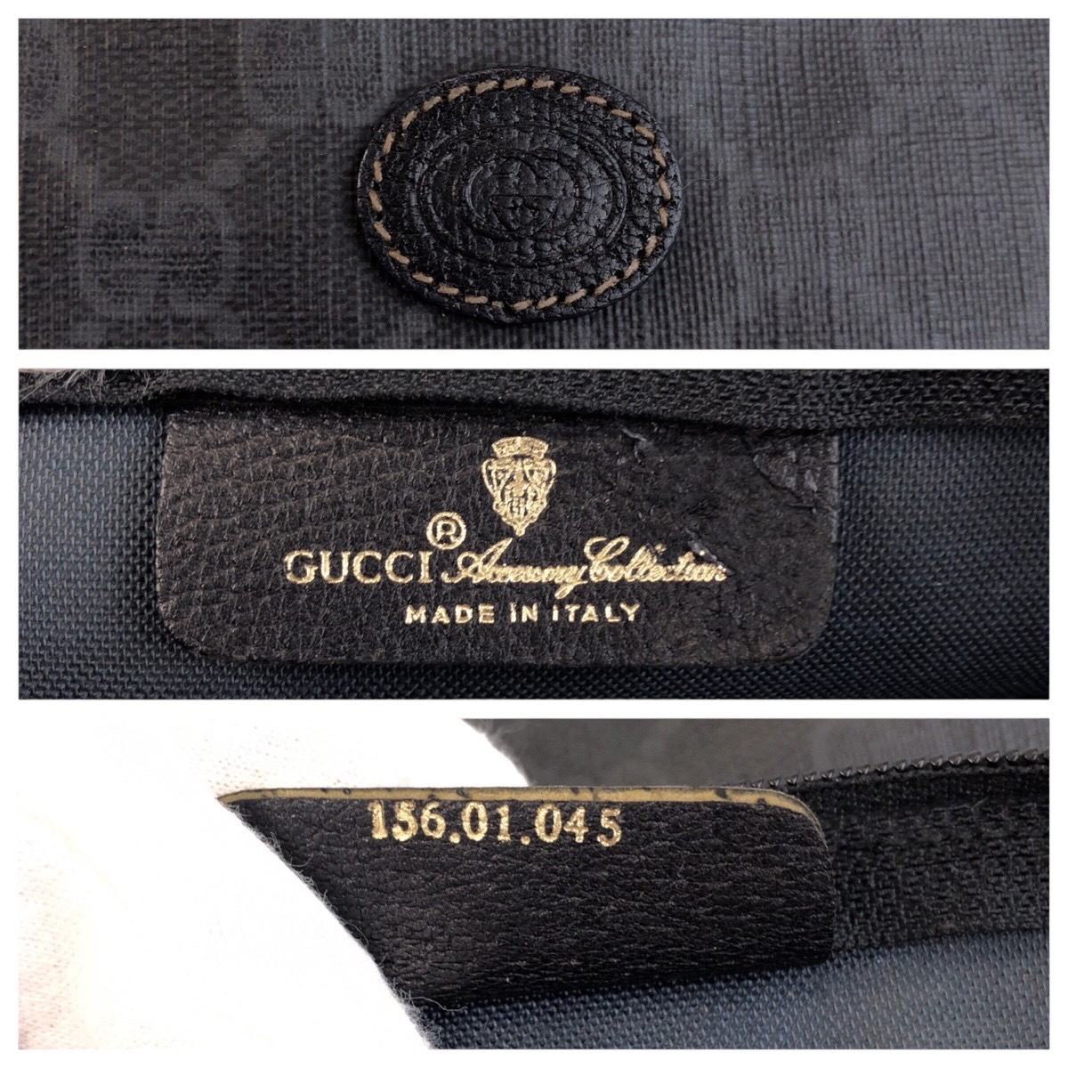 美品 ヴィンテージ オールドグッチ ブラック 黒 ゴールド金具 PVC 156 01 045 クラッチバッグ セカンドバッグ メンズ 410595