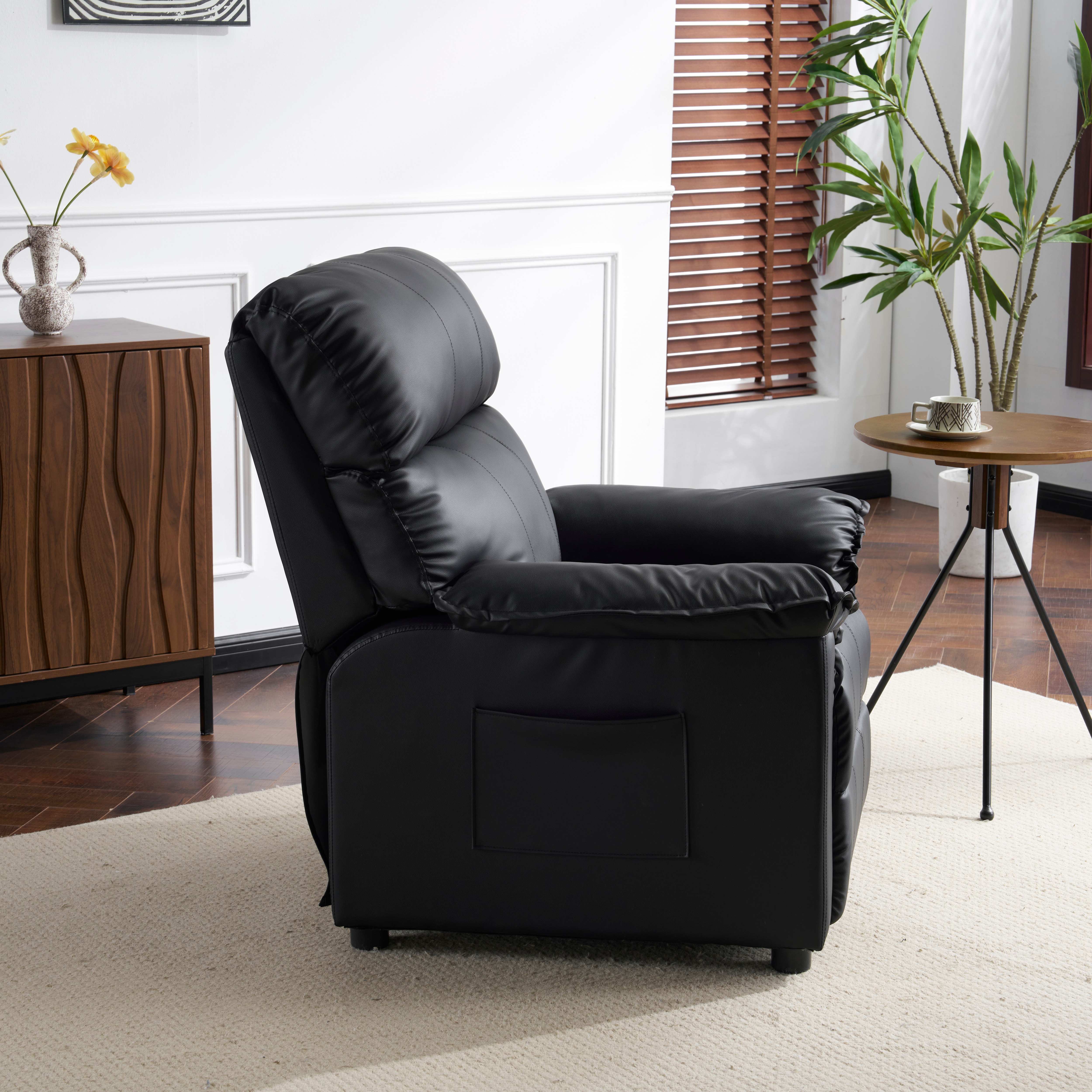 リクライニングソファー ソファー 1人掛け ゲーミングチェア PU 165度調節可能　収納ポケット付き PUレザー チェア オットマン一体型 パーソナルチェア 耐圧分散 一人暮らしに最適 ふわふわ G