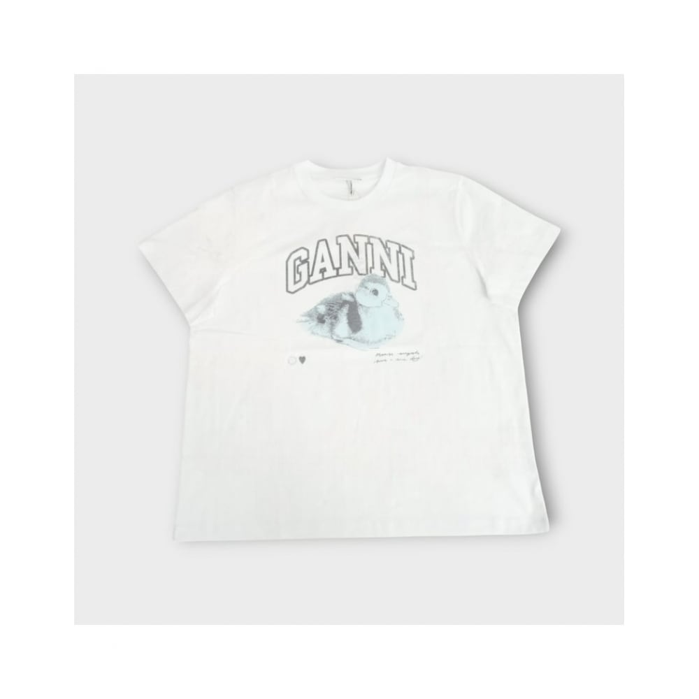 25SS ガニベーシックコットンドッキープリントリラックス T シャツホワイト T4290 151 25SS ガニベーシックコットンドッキープリントリラックス T シャツホワイト T4290 151