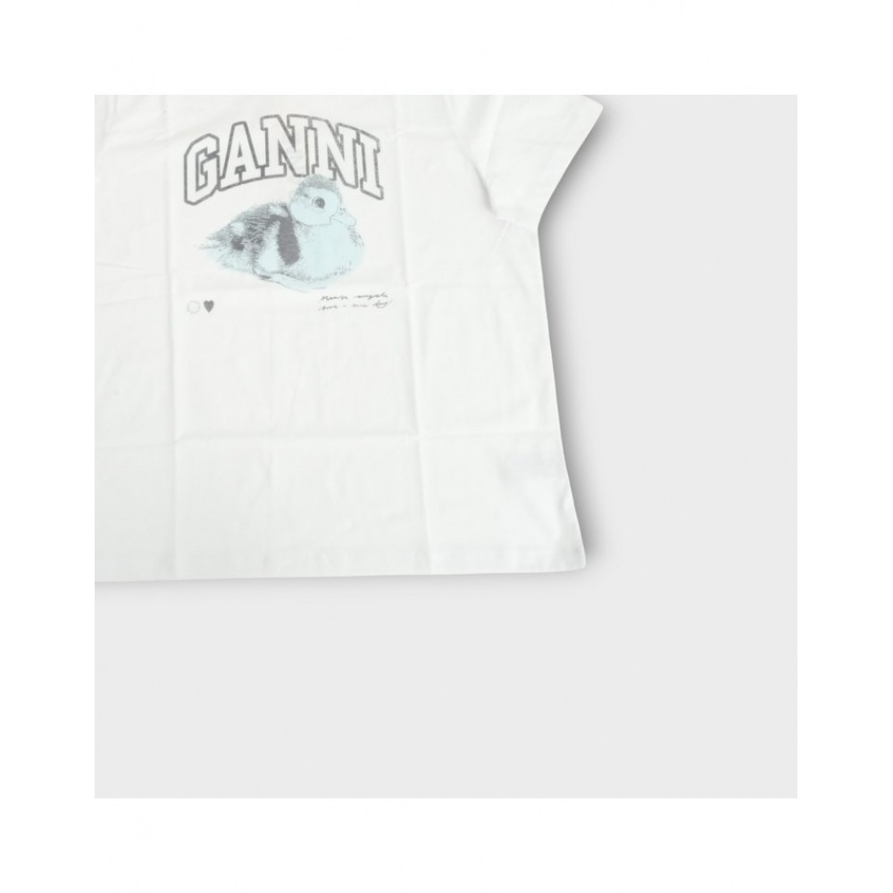 25SS ガニベーシックコットンドッキープリントリラックス T シャツホワイト T4290 151 25SS ガニベーシックコットンドッキープリントリラックス T シャツホワイト T4290 151