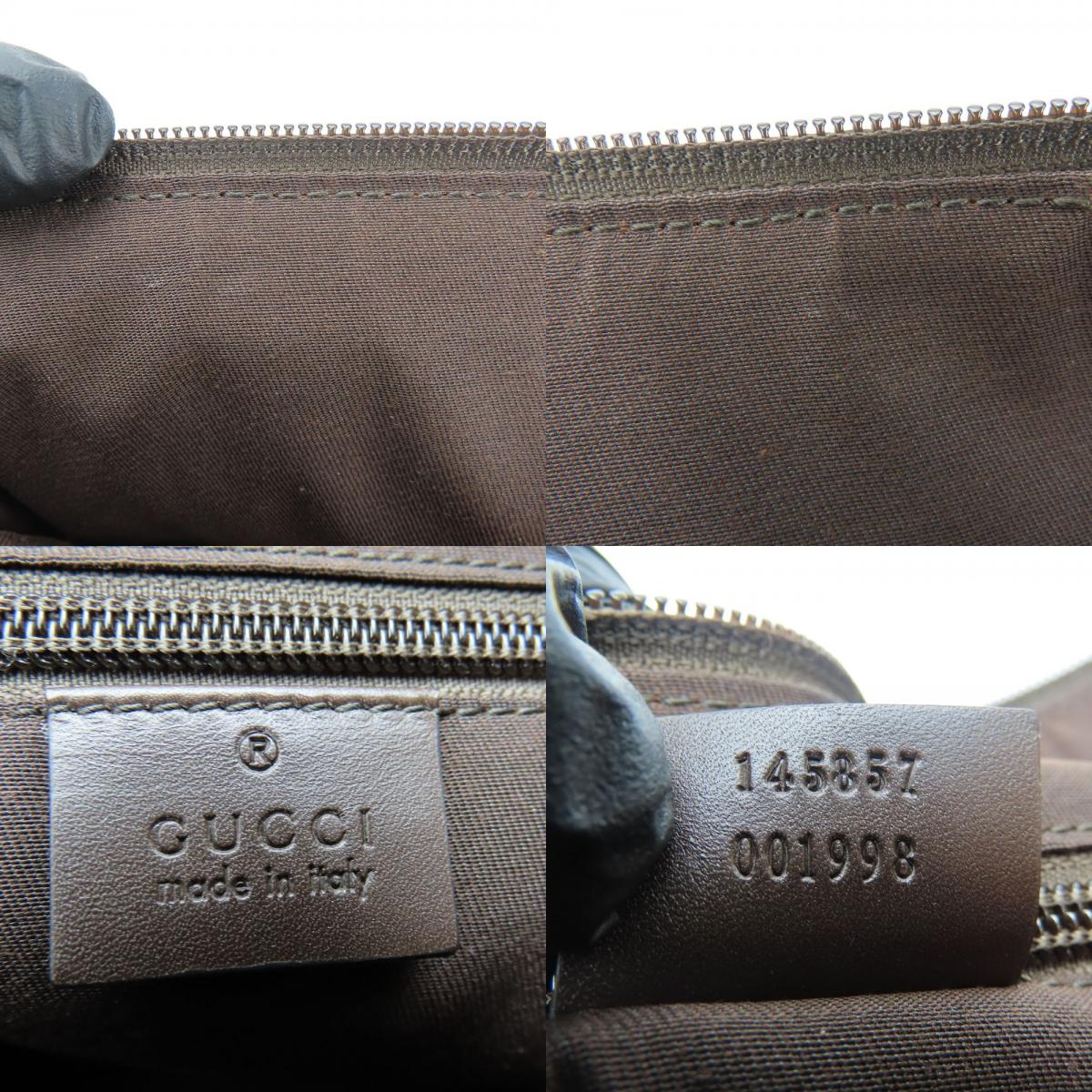 中古 ショルダーバッグ 145857 GGキャンバス レザー ベージュ ダークブラウン レディース 女性