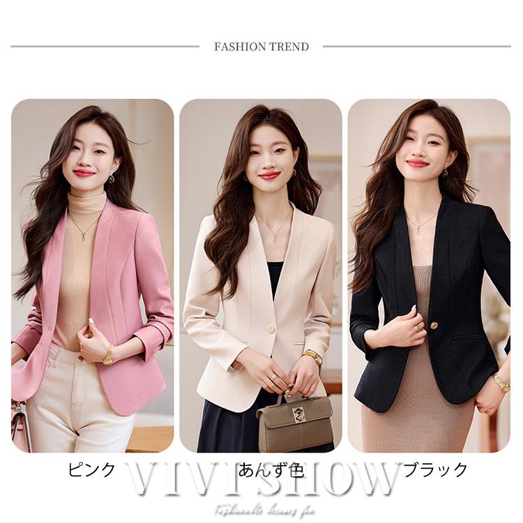 「最安値販売」ノーカラージャケット ジャケット レディース セレモニー 母 秋 無地 洗える アウター ビジネス 通勤_5
