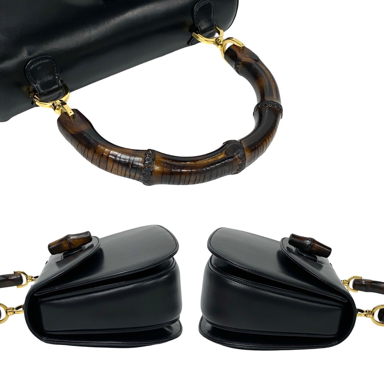 ヴィンテージ バンブーハンドバッグ カーフ レザー ブラック 37441 ヴィンテージ バンブーハンドバッグ カーフ レザー ブラック 37441