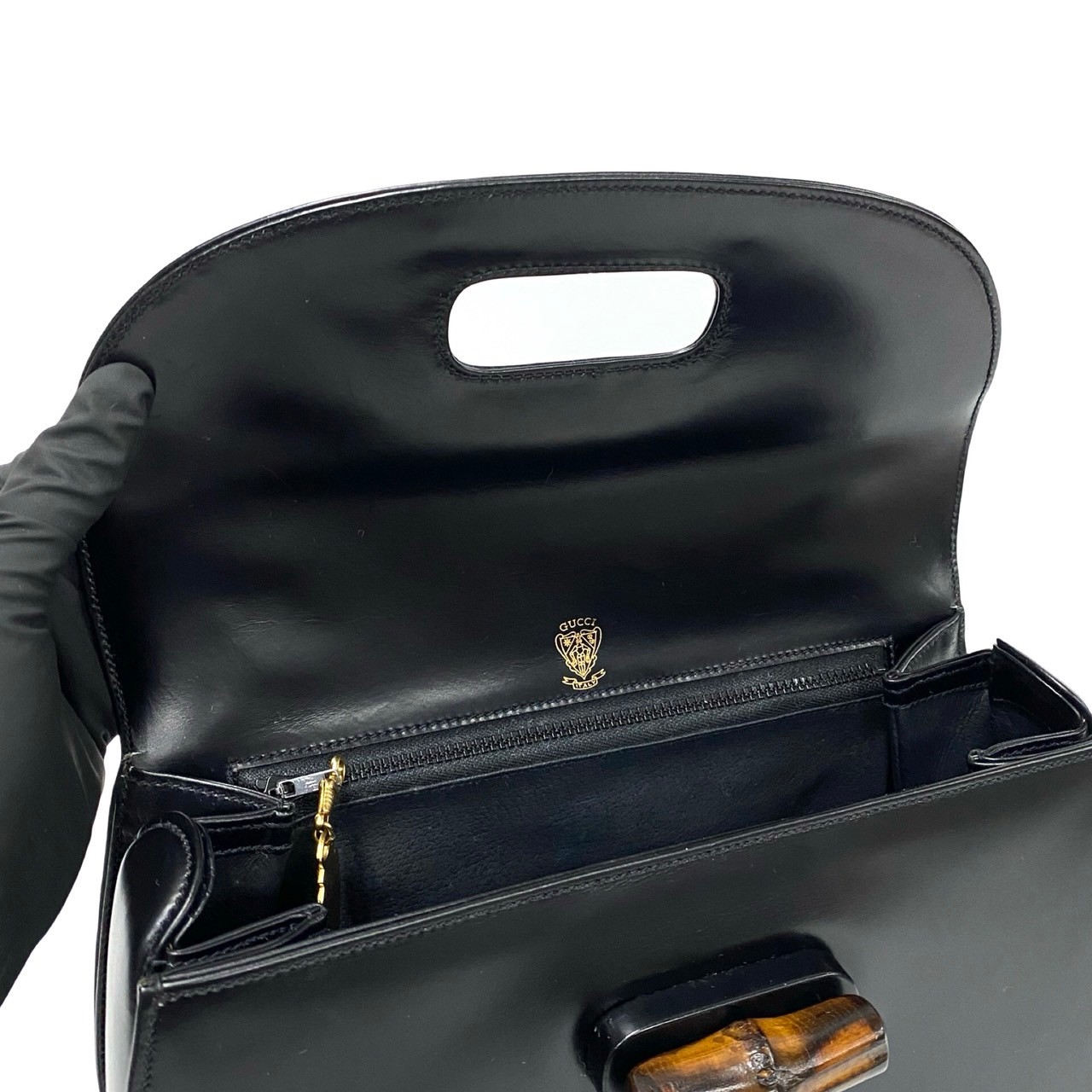 ヴィンテージ バンブーハンドバッグ カーフ レザー ブラック 37441 ヴィンテージ バンブーハンドバッグ カーフ レザー ブラック 37441