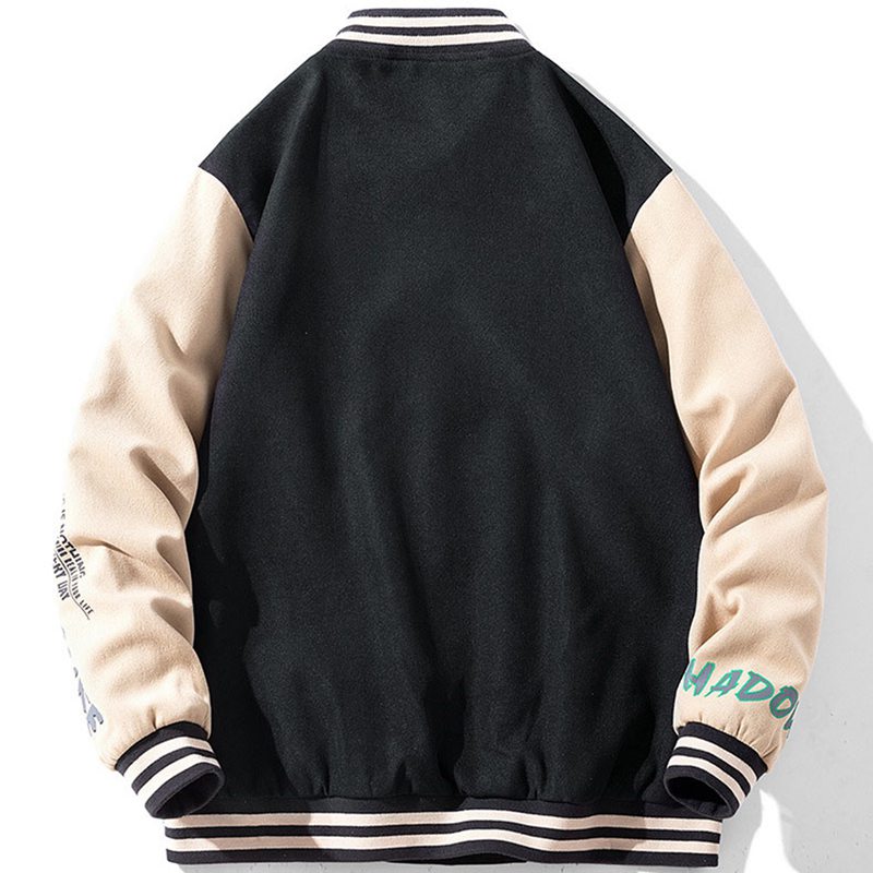 スタジャン メンズ ジャケット ジャンパー オーバーサイズ 韓国風 おしゃれ パッチワーク 英字柄 プリント スタジアムジャンバー カップル 防寒 防風 ヒップホップ ストリート カジュアル