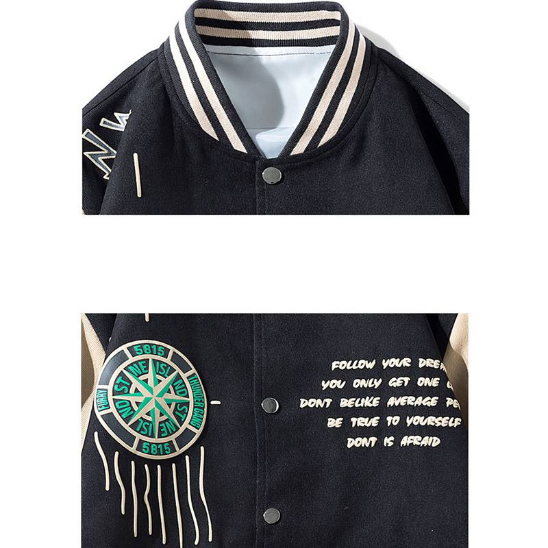 スタジャン メンズ ジャケット ジャンパー オーバーサイズ 韓国風 おしゃれ パッチワーク 英字柄 プリント スタジアムジャンバー カップル 防寒 防風 ヒップホップ ストリート カジュアル
