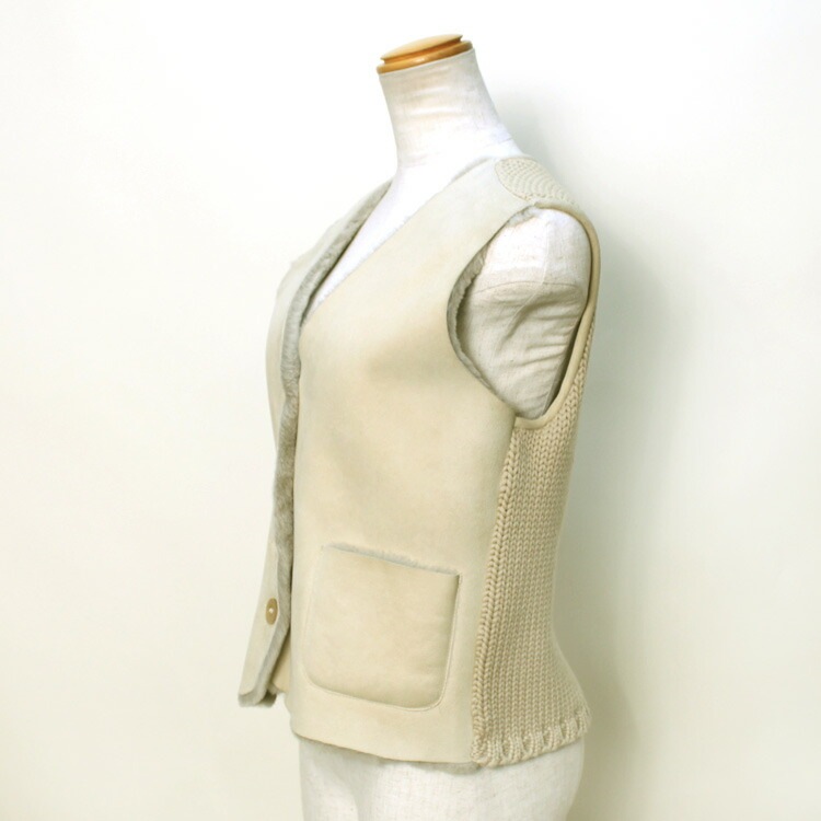 ムートン Wフェイス ファー ベスト ニット 切り替え GIOMORETTI クリーム 送料無料 レディース ギフト プレゼント ムートン Wフェイス ファー ベスト ニット 切り替え GIOMORETTI クリーム 送料無料 レディース ギフト プレゼント