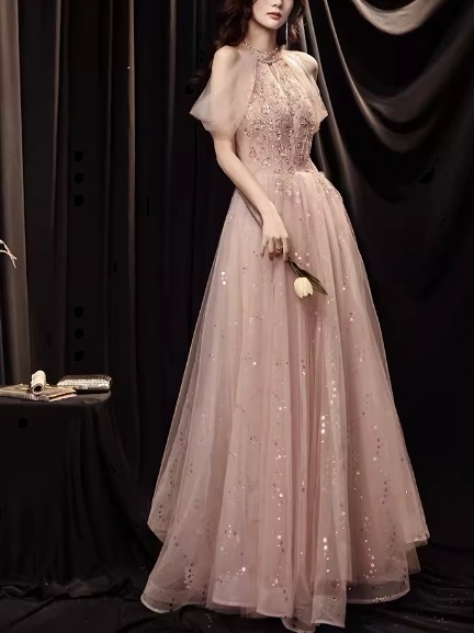 レディース ドレス イブニングドレス パーティードレス ロング マキシ 袖なし ノースリーブ ホルターネック スリム 細身 レース ファスナー ビーズ 大人可愛い きれいめ 上品 おしゃれ エレガント