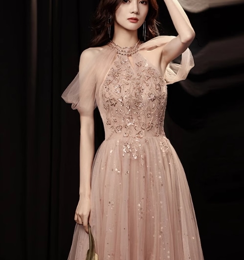 レディース ドレス イブニングドレス パーティードレス ロング マキシ 袖なし ノースリーブ ホルターネック スリム 細身 レース ファスナー ビーズ 大人可愛い きれいめ 上品 おしゃれ エレガント