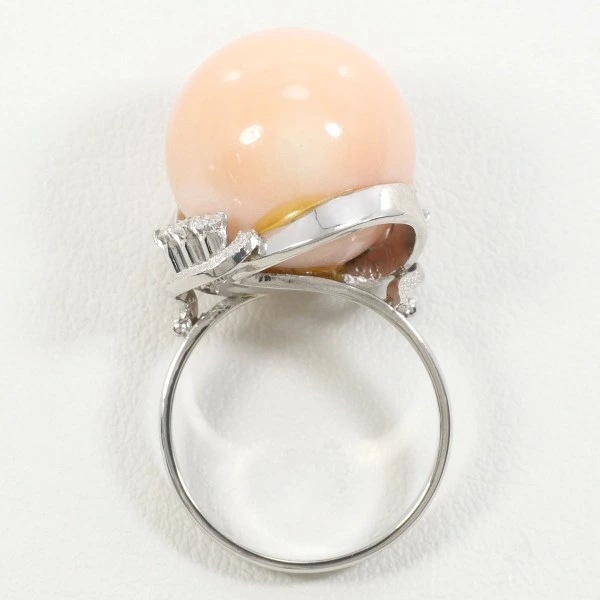 PT850 プラチナ リング 指輪 12号 サンゴ ダイヤ 総重量約11.8g ジュエリー 中古 PT850 プラチナ リング 指輪 12号 サンゴ ダイヤ 総重量約11.8g ジュエリー 中古