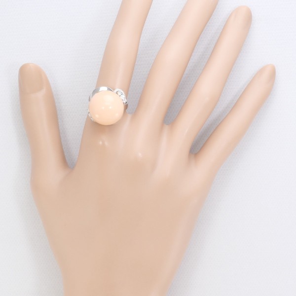 PT850 プラチナ リング 指輪 12号 サンゴ ダイヤ 総重量約11.8g ジュエリー 中古 PT850 プラチナ リング 指輪 12号 サンゴ ダイヤ 総重量約11.8g ジュエリー 中古