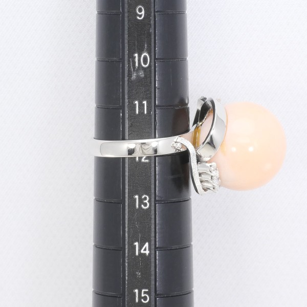PT850 プラチナ リング 指輪 12号 サンゴ ダイヤ 総重量約11.8g ジュエリー 中古 PT850 プラチナ リング 指輪 12号 サンゴ ダイヤ 総重量約11.8g ジュエリー 中古